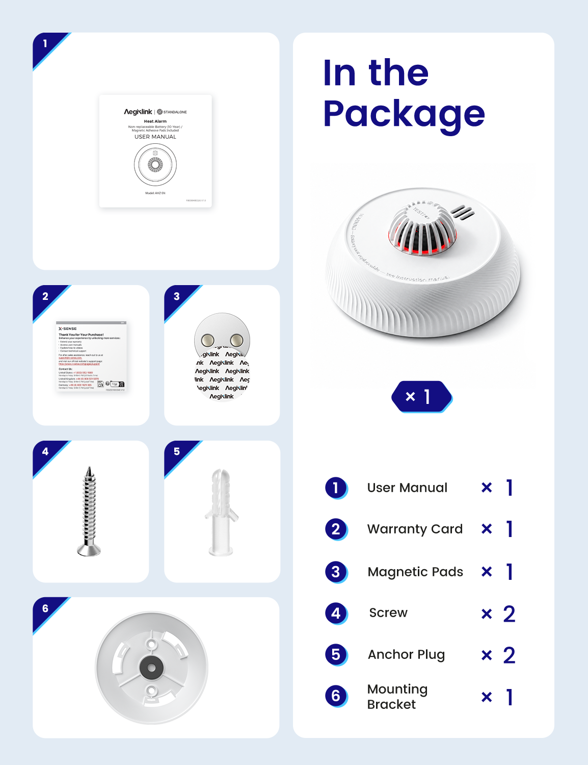 AEGISLINK Standalone Heat Alarm, 54 Degree Sensor, 10-Year Battery, AHZ-SN