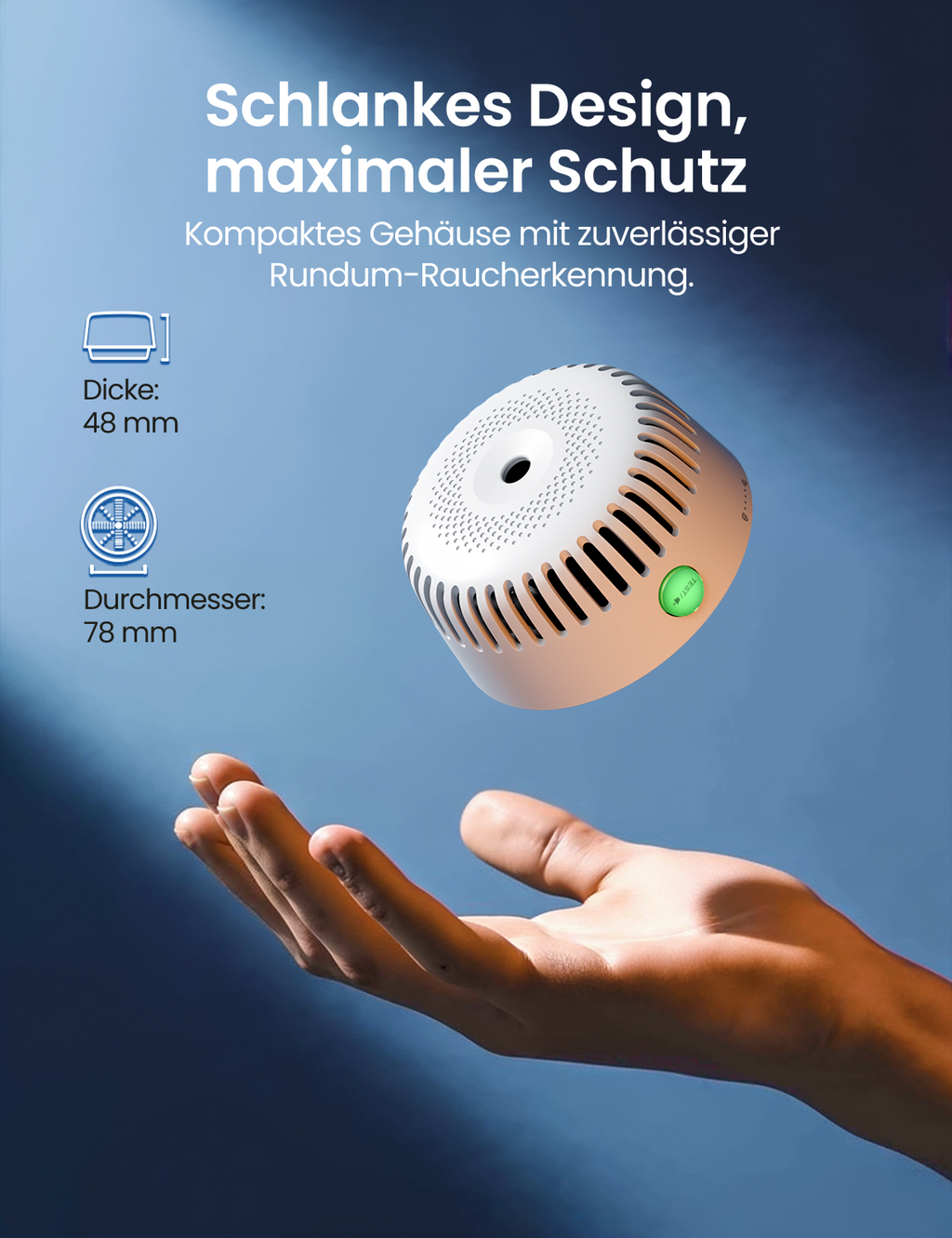 AEGISLINK Smart Rauchmelder mit Basisstation, Feuermelder mit Magnethalterung, Mini-Design mit 360°-Raucheinlass, Nachtmodus, App-Benachrichtigungen & Freigabefunktion, ASW-MR31