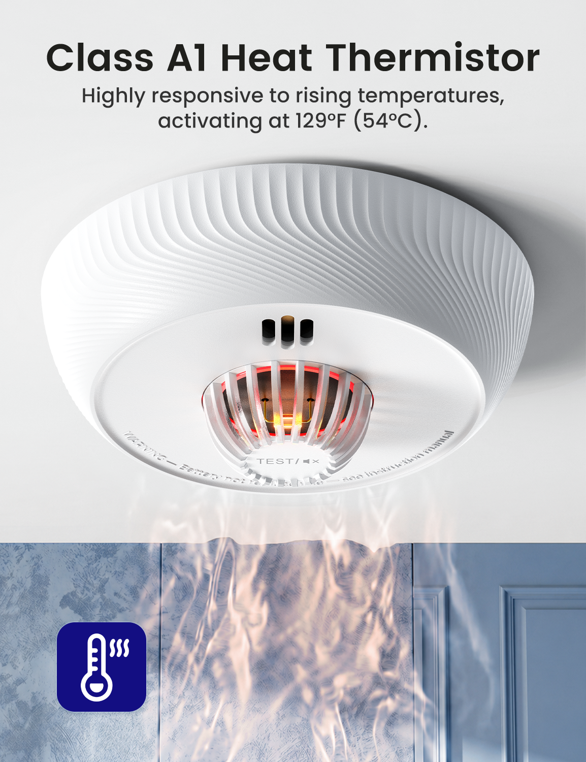 AEGISLINK Standalone Heat Alarm, 54 Degree Sensor, 10-Year Battery, AHZ-SN