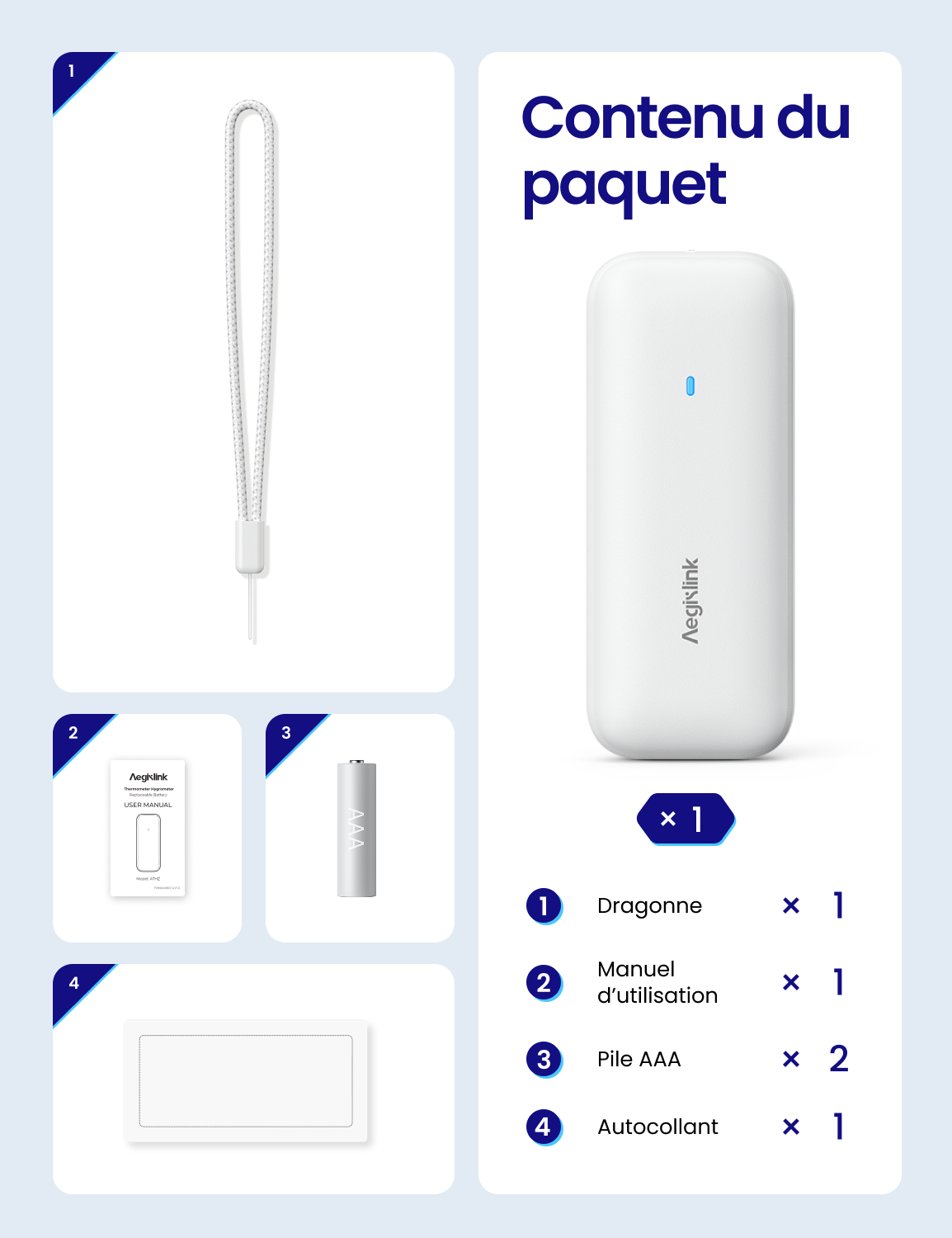 AEGISLINK Hygromètre Thermomètre Intérieur Wi-Fi, Compatible Alexa, ATHZ31