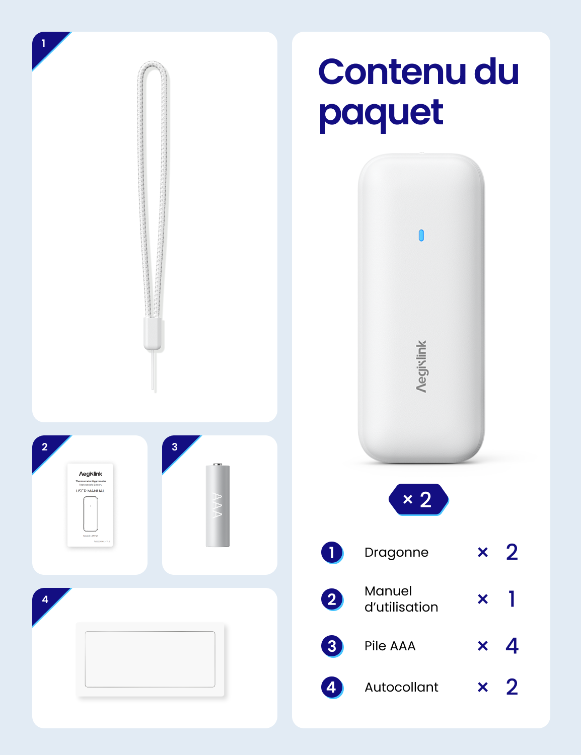 AEGISLINK Hygromètre Thermomètre Intérieur Wi-Fi, Compatible Alexa, ATHZ31