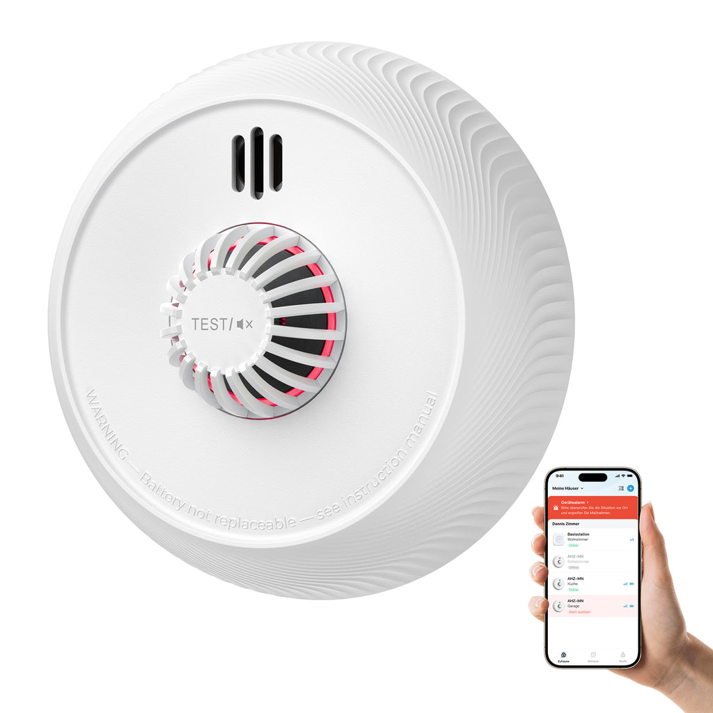 AEGISLINK Smart Hitzemelder mit 54 ℃ Temperatursensor, vernetzbar, Echtzeit-Benachrichtigungen, Teilungsfunktion, App-Funktion erfordert ABSZ-Basisstation, AHZ-MN, 1 Stück