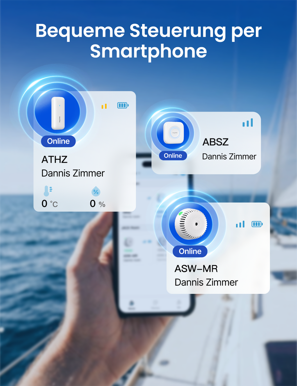 AEGISLINK Sicherheitszentrale für das Zuhause (Basisstation) – App-Steuerung, für bis zu 50 Geräte, kompatibel mit Rauch-, Hitze- und Hygromeldern, ABSZ