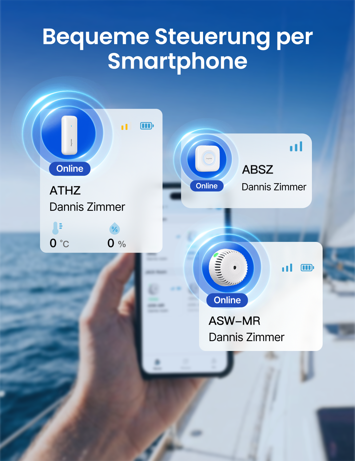 AEGISLINK Sicherheitszentrale für das Zuhause (Basisstation) – App-Steuerung, für bis zu 50 Geräte, kompatibel mit Rauch-, Hitze- und Hygromeldern, ABSZ