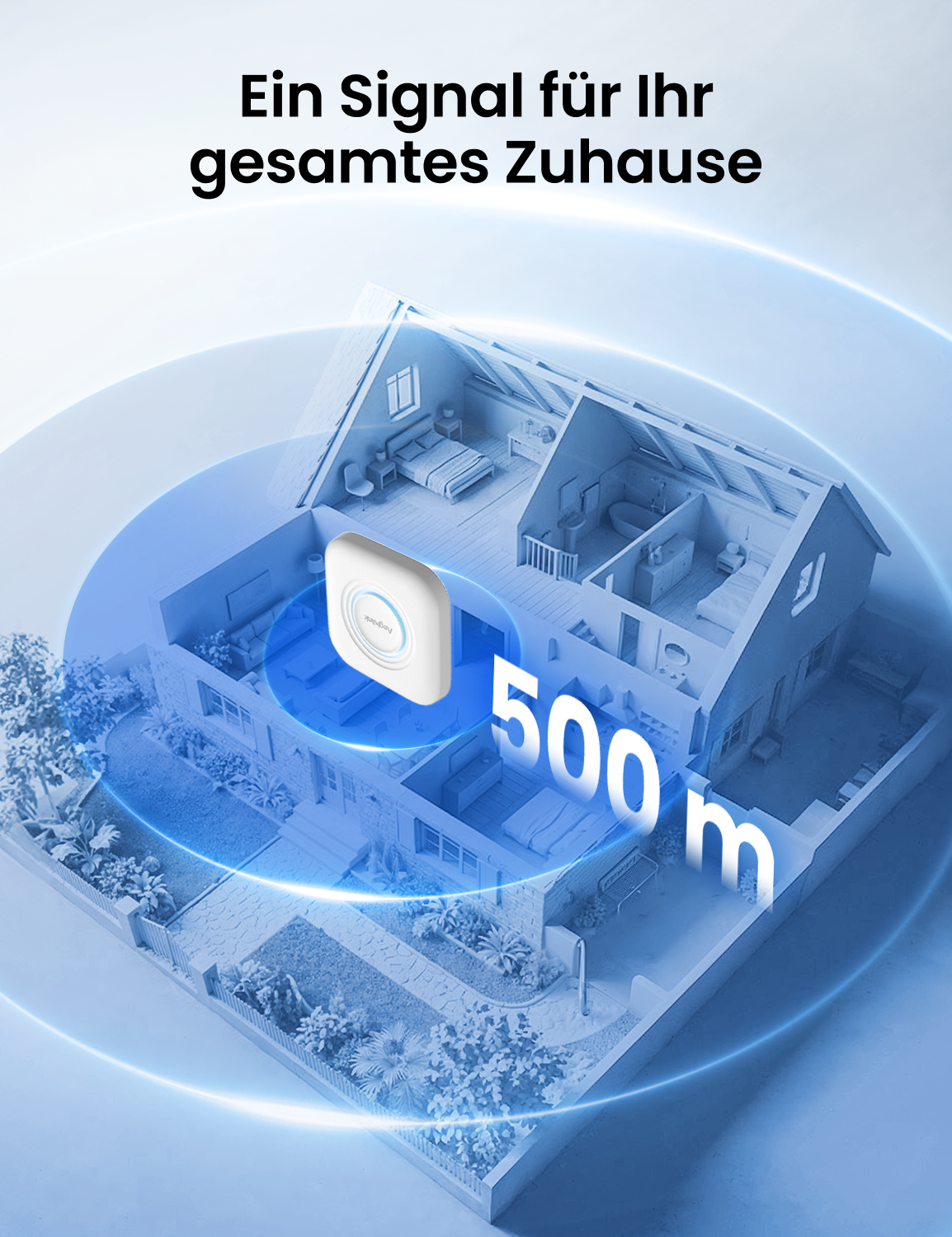 AEGISLINK Sicherheitszentrale für das Zuhause (Basisstation) – App-Steuerung, für bis zu 50 Geräte, kompatibel mit Rauch-, Hitze- und Hygromeldern, ABSZ