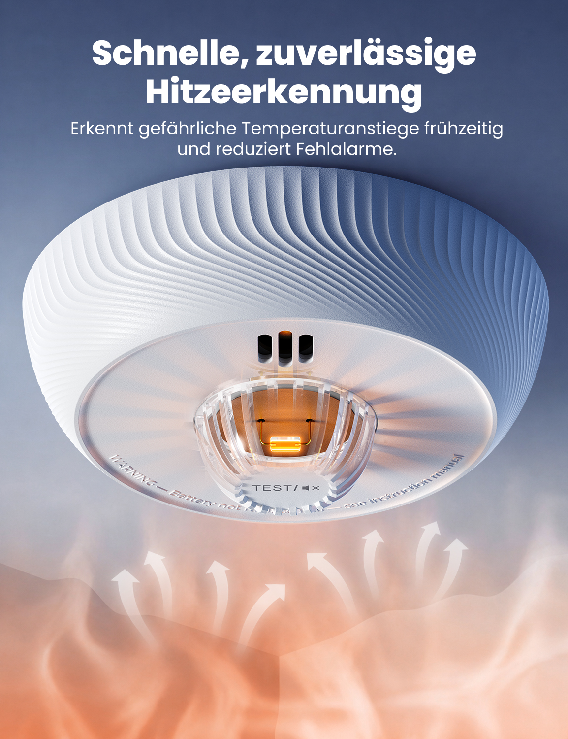 AEGISLINK Smart Hitzemelder mit 54 ℃ Temperatursensor, vernetzbar, Echtzeit-Benachrichtigungen, Teilungsfunktion, App-Funktion erfordert ABSZ-Basisstation, AHZ-MN, 1 Stück