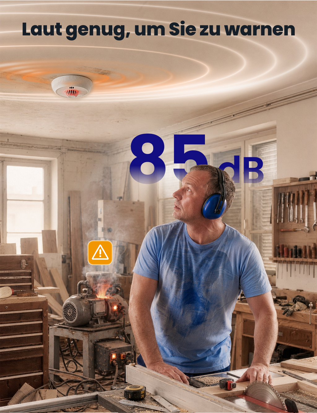 AEGISLINK Smart Hitzemelder mit 54 ℃ Temperatursensor, vernetzbar, Echtzeit-Benachrichtigungen, Teilungsfunktion, App-Funktion erfordert ABSZ-Basisstation, AHZ-MN, 1 Stück