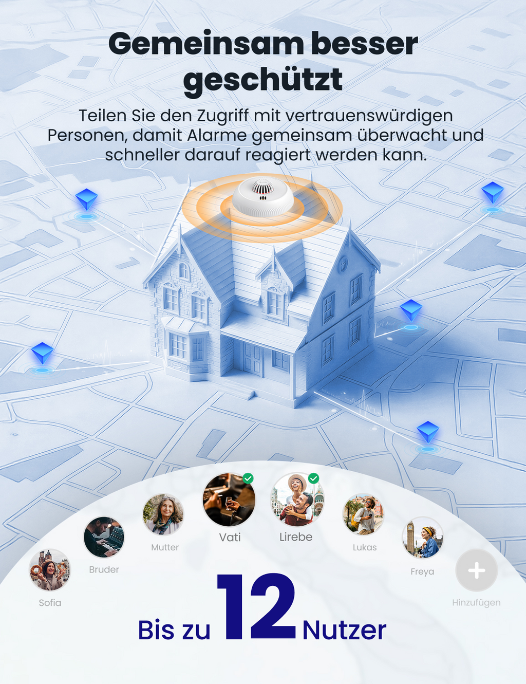 AEGISLINK Smart Hitzemelder mit 54 ℃ Temperatursensor, vernetzbar, Echtzeit-Benachrichtigungen, Teilungsfunktion, App-Funktion erfordert ABSZ-Basisstation, AHZ-MN, 1 Stück