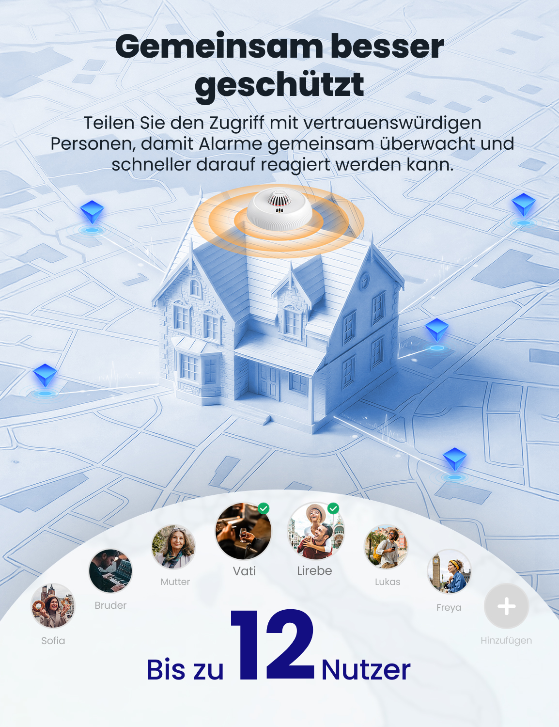 AEGISLINK Smart Hitzemelder mit 54 ℃ Temperatursensor, vernetzbar, Echtzeit-Benachrichtigungen, Teilungsfunktion, App-Funktion erfordert ABSZ-Basisstation, AHZ-MN, 1 Stück