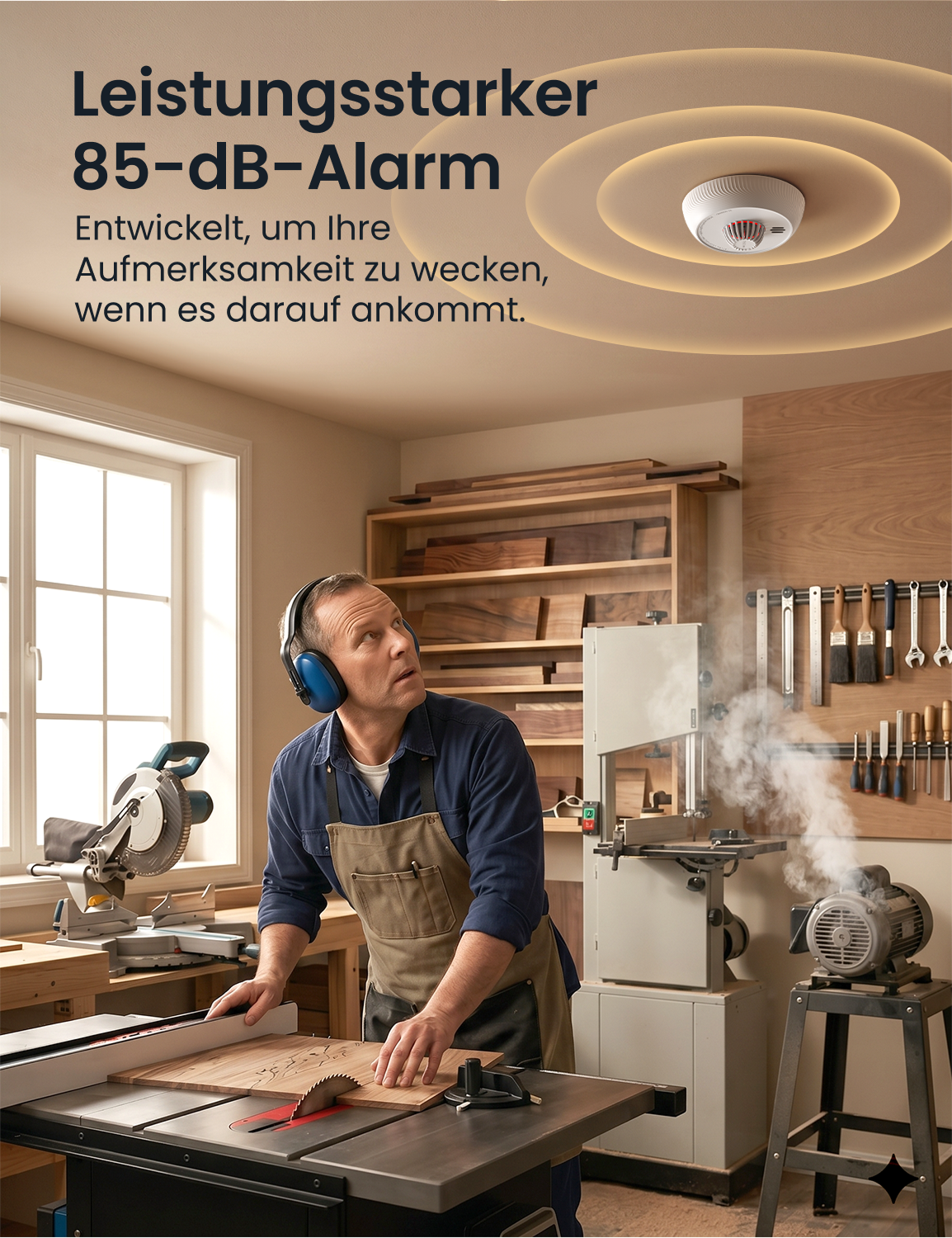 AEGISLINK Eigenständiger Hitzemelder für Küche, Garage und Bad, Alarm bei 54 °C, 10-Jahres-Batterie, große Test-/Stummschalttaste, AHZ-SN, 1 Stück