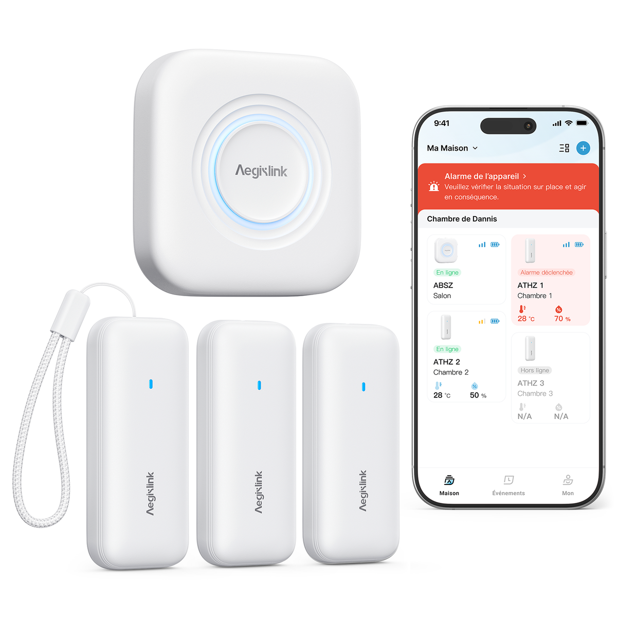 AEGISLINK Hygromètre Thermomètre Intérieur Wi-Fi, Compatible Alexa, ATHZ31