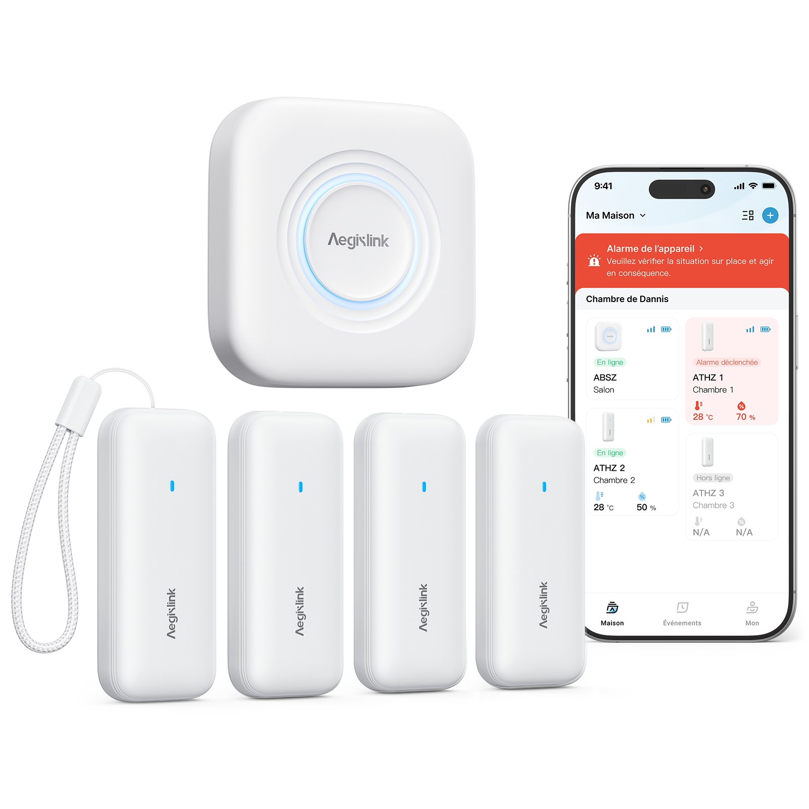 AEGISLINK Hygromètre Thermomètre Intérieur Wi-Fi, Compatible Alexa, ATHZ31