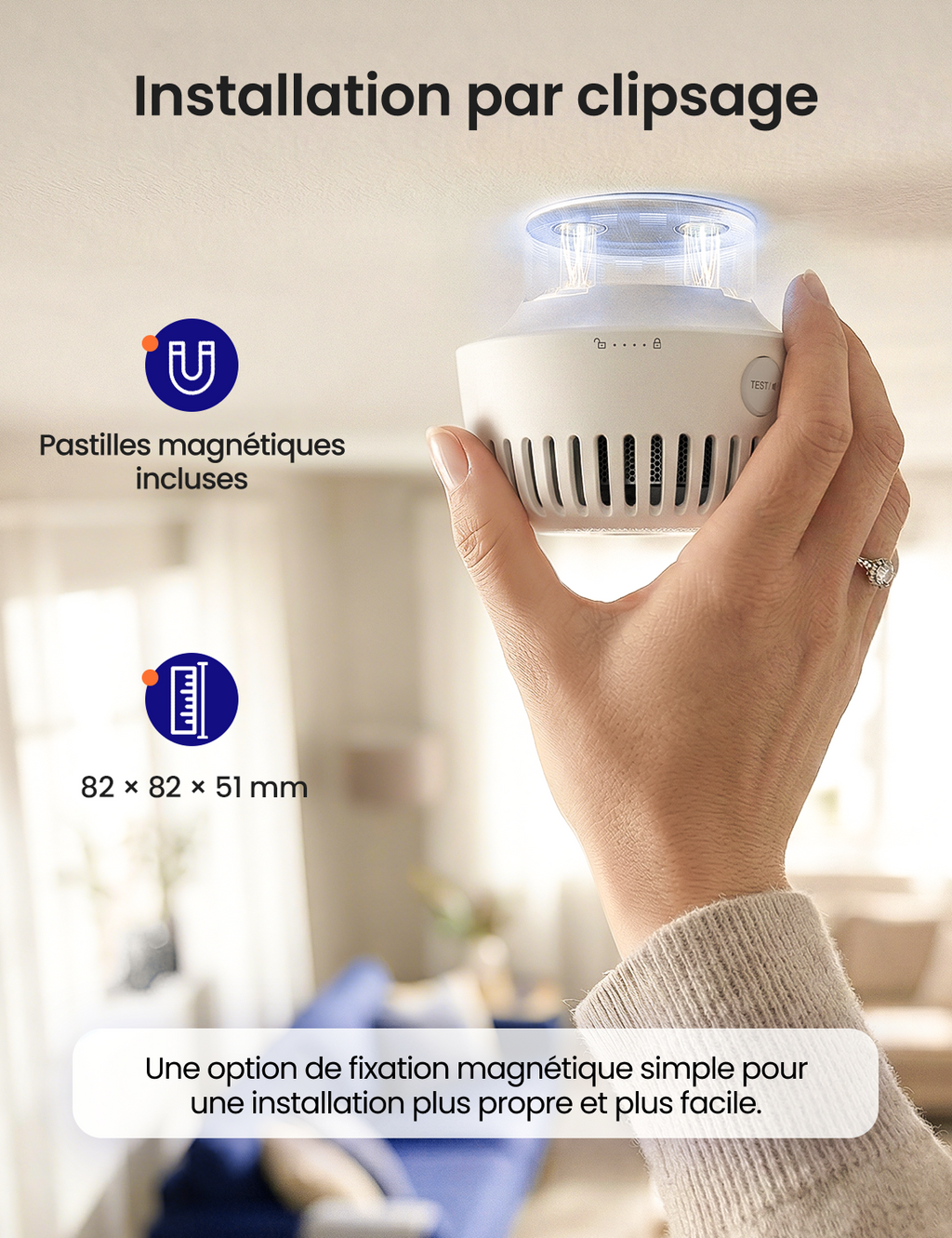 AEGISLINK Détecteur de fumée Connecté avec Pad Magnétique, ASW-iR, 1 Pièce