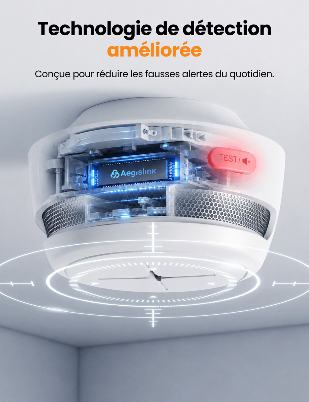 AEGISLINK Mini Détecteur de Fumée, Pile Scellée de 10 Ans, S500, Lot de 1