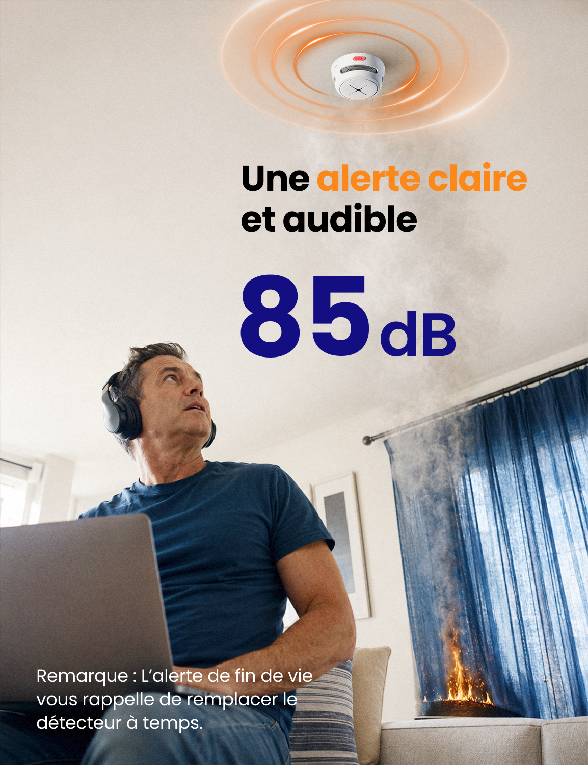 AEGISLINK Mini Détecteur de Fumée, Pile Scellée de 10 Ans, S500, Lot de 1